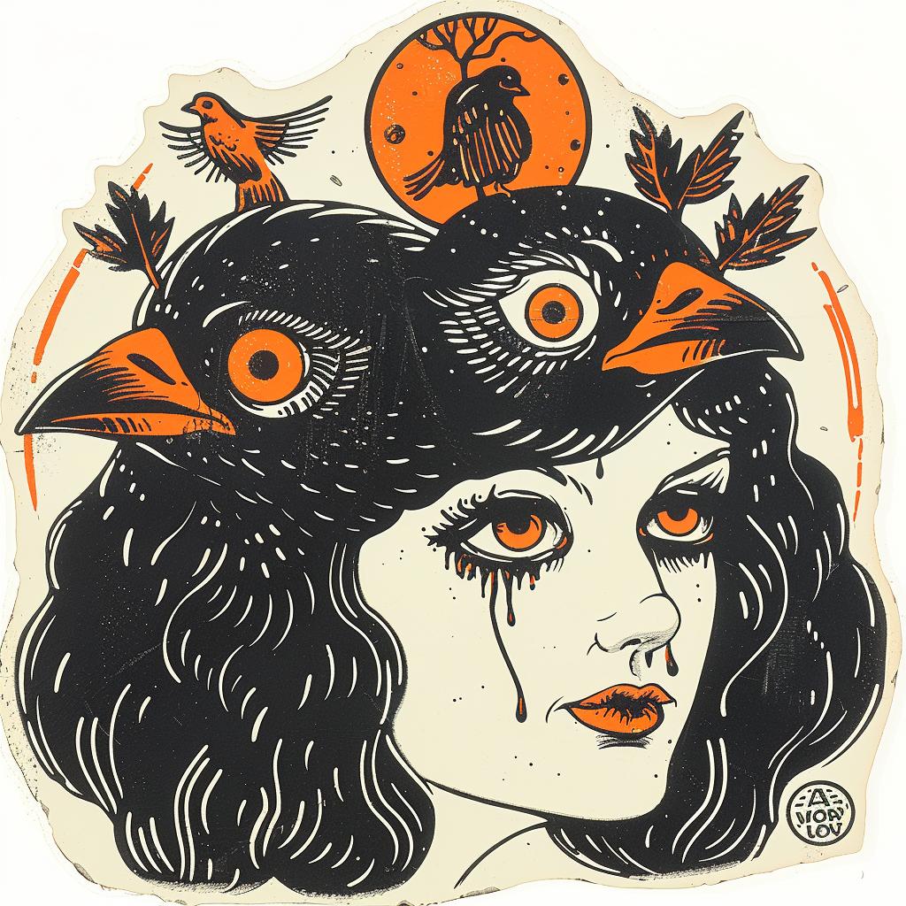 Provocative  Art  Spiritual  Dark  Occult  Sticker  Naturalistic  Introspective  Becky  Cloonan 934984
