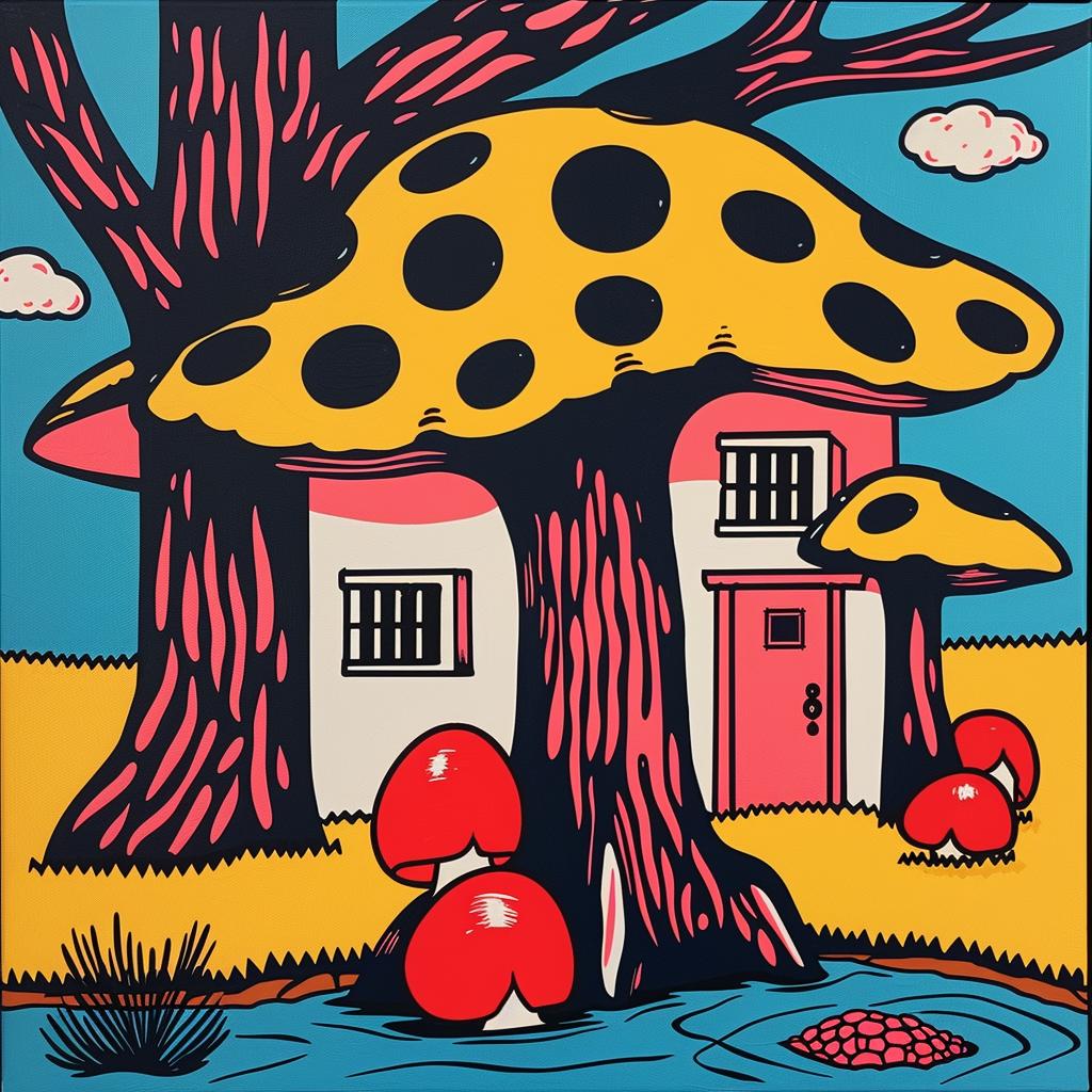 painting  house  mushrooms  colorful  fantastical  art  whimsical  illustration  surreal  nature 1024851