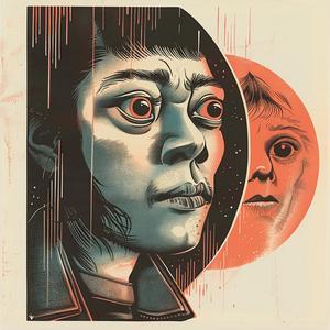 ملصق فيلم سريالي، رجل، قمر، تصميم رمزي إبداعي، فن جرافيكي 1079775