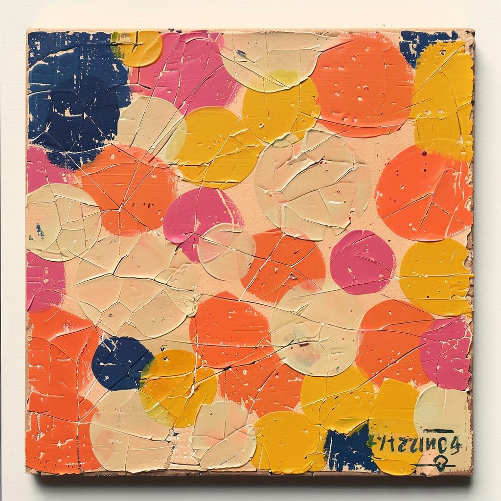 abstract  painting  dots  orange  yellow  pink  blue  encaustic  palette-knife  impasto 947608