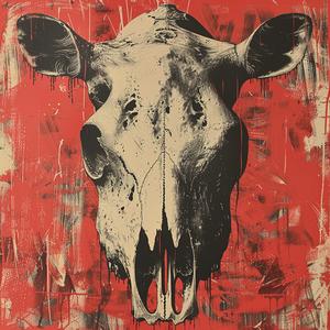 cow  skull  red  dark  artwork  surrealism  symbolism  Risograph  hyper-realistic  graphics 1079082