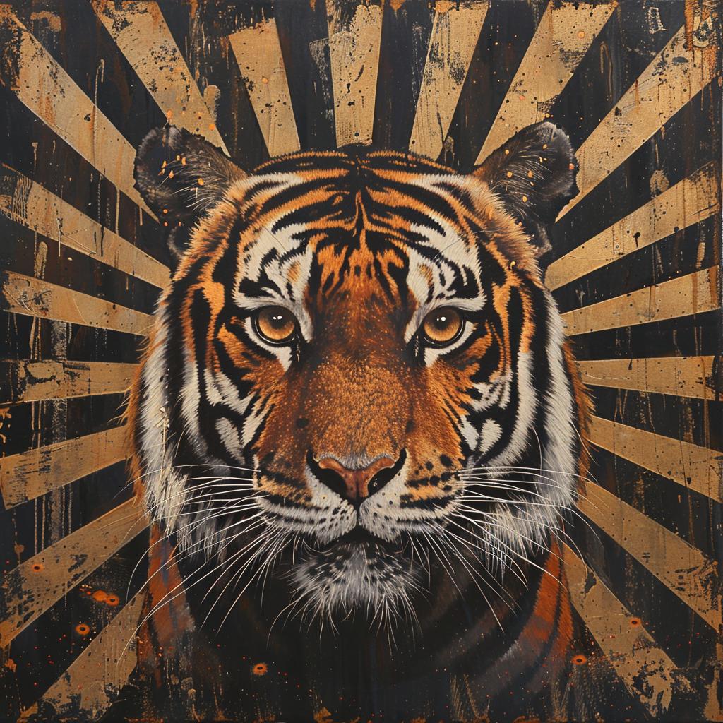 tiger  portrait  black  sunburst  animal  wildlife  vivid  artistic  detailed  nature 971798
