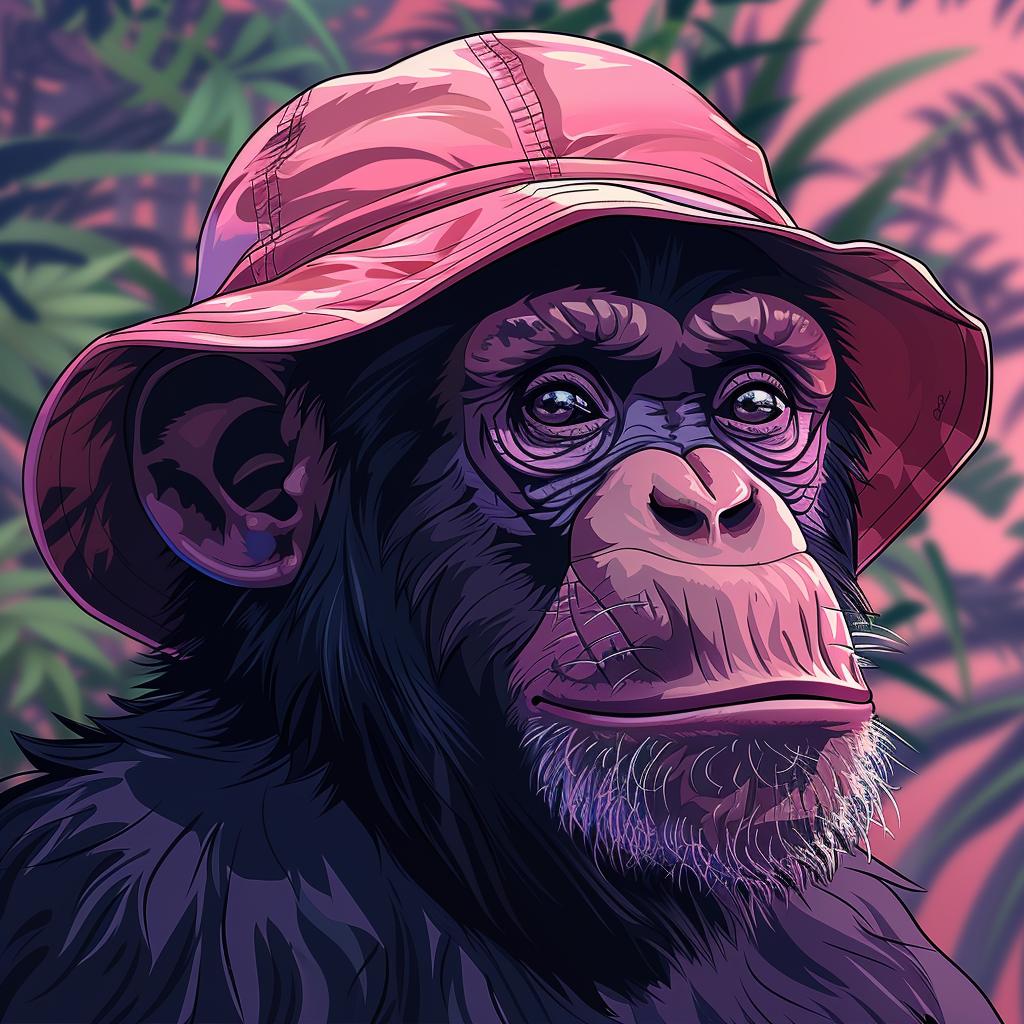 chimp  kawaii  bucket  hat  2D  cartoon  Ralph  Bakshi  animal  art 971237