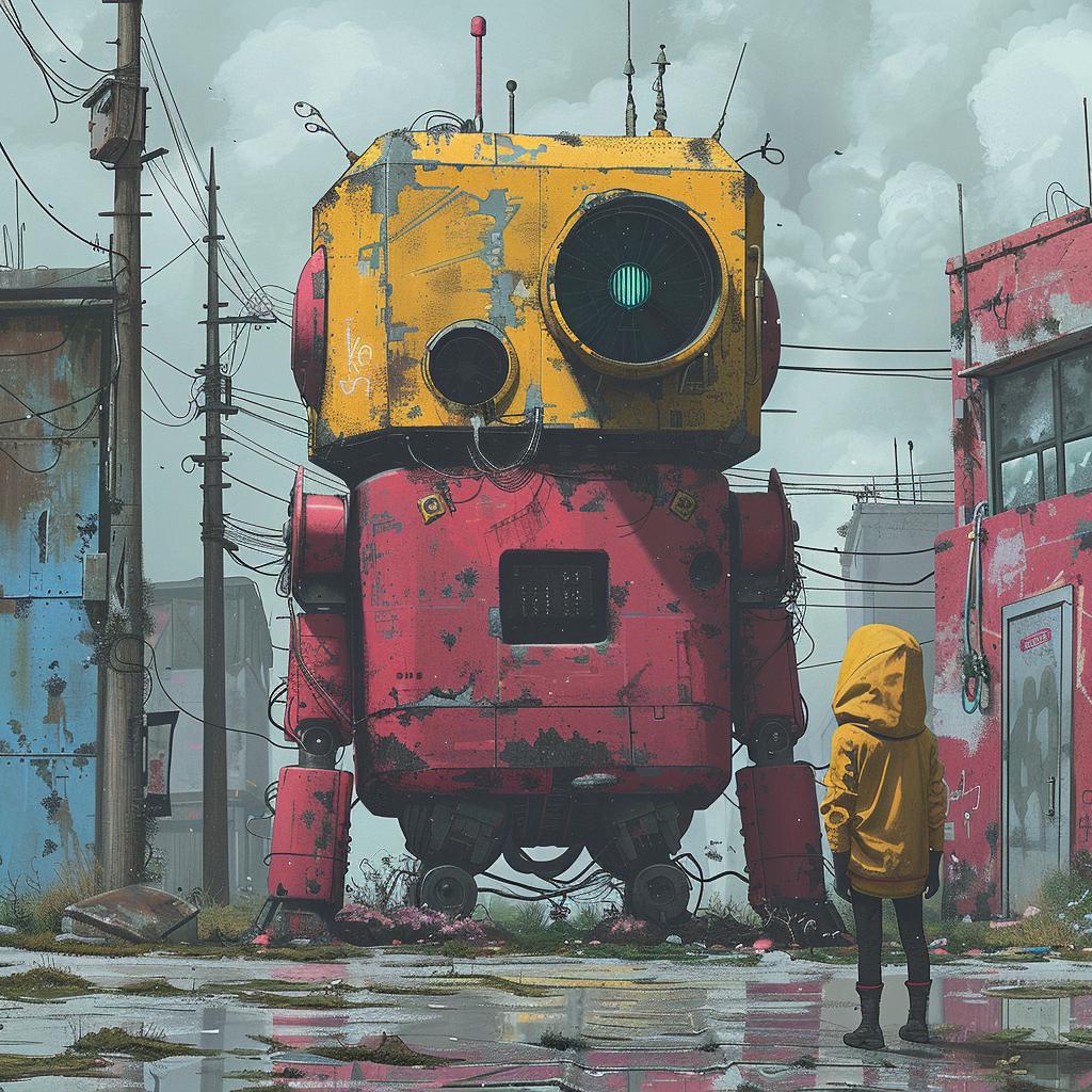 surreal  album  cover  hyper-realistic  screenprinting  robot  person  front  art  Seth 960272