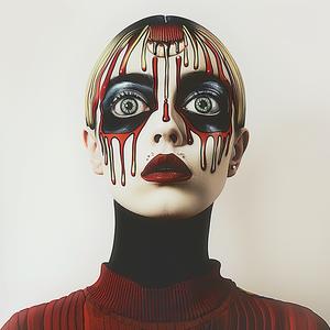 امرأة مكياج وجه دم فن رسم تعبيري صورة درامية موضوع 1073620