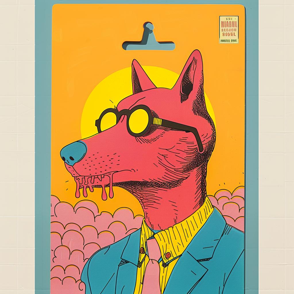 surreal  album  cover  dog  glasses  suit  playful  whimsical  colorful  creative 1018992