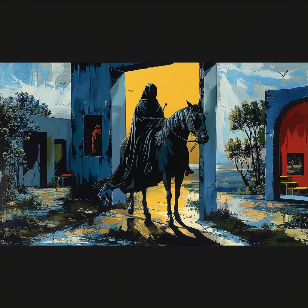 grim  reaper  horseback  painting  mystical  dark  fantasy  illustration  surreal  scene 1027247