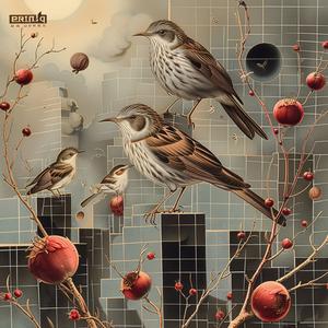 birds  building  fruit  cityscape  urban  colorful  chromolithography  nature  still-life  art 1040164