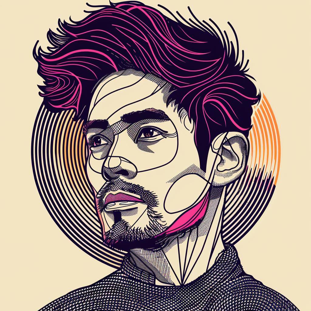 Pop  Art  portrait  Asian  man  digital  beard  afro  white  background 937303