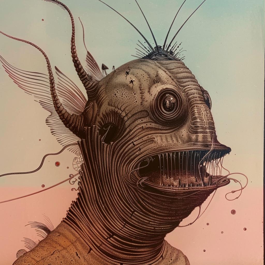 painting  horror  monster  fish  neck  1917  weird  surreal  canvas  artwork 948596