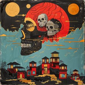 album  cover  skull  sun  symbolist  screenprinting  hyper-realistic  art  colorful  design 1078485