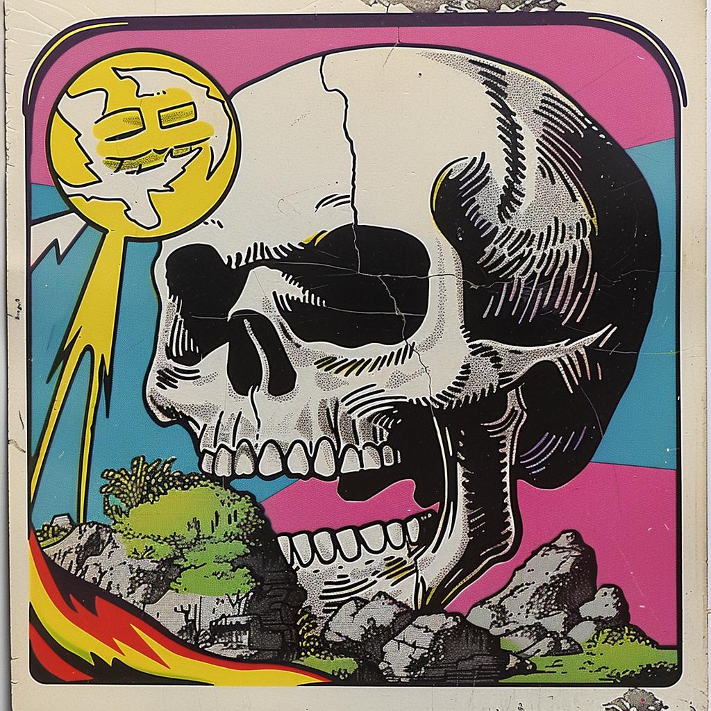 surreal  album  cover  collage  skull  sun  hyper-realistic  screenprinting  Toshio  White 942199