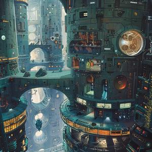 futuristic  city  cyborg  infrastructure  buildings  clock  tower  orange  red  sky 1074814