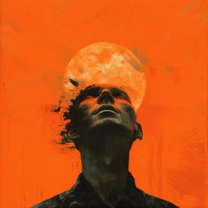 painting  man  orange  moon  minimalistic  supernatural  realism  art  contemporary  abstract 1036640