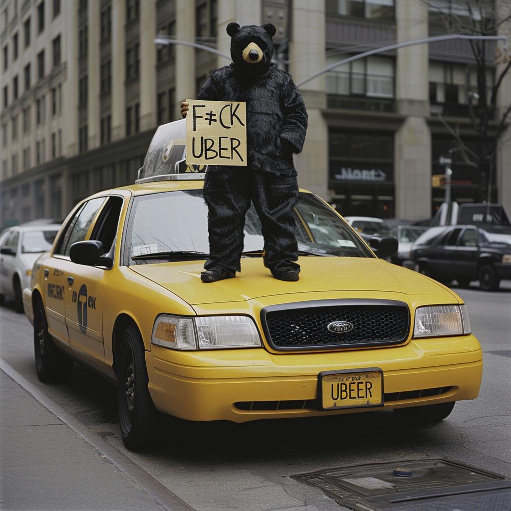 surreal  collage  NYC  bear  taxi  sign  contrast  urban  humor  costume 970065