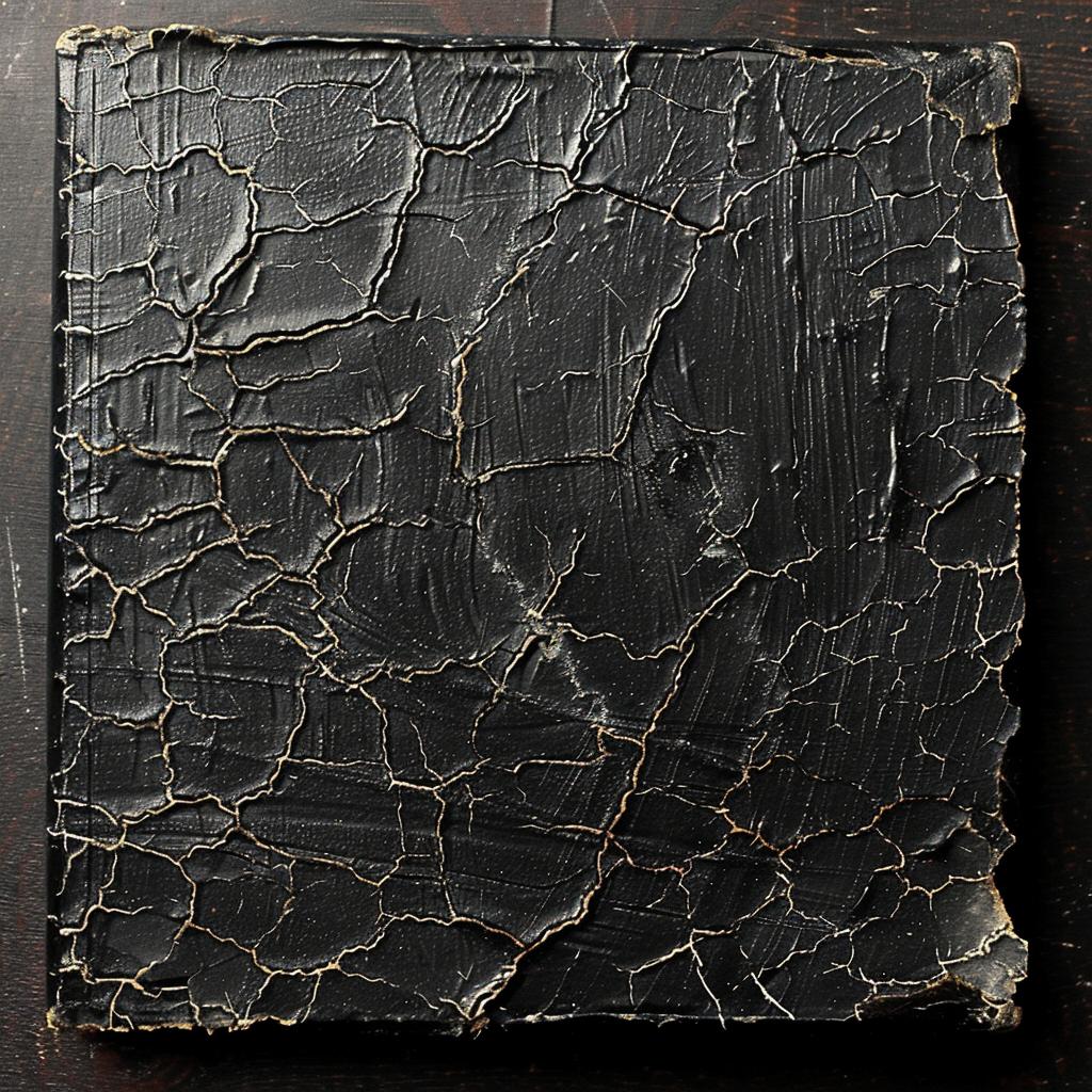 distressed  black  cardboard  album  cover  vintage  worn  square  cracked  paint 964384