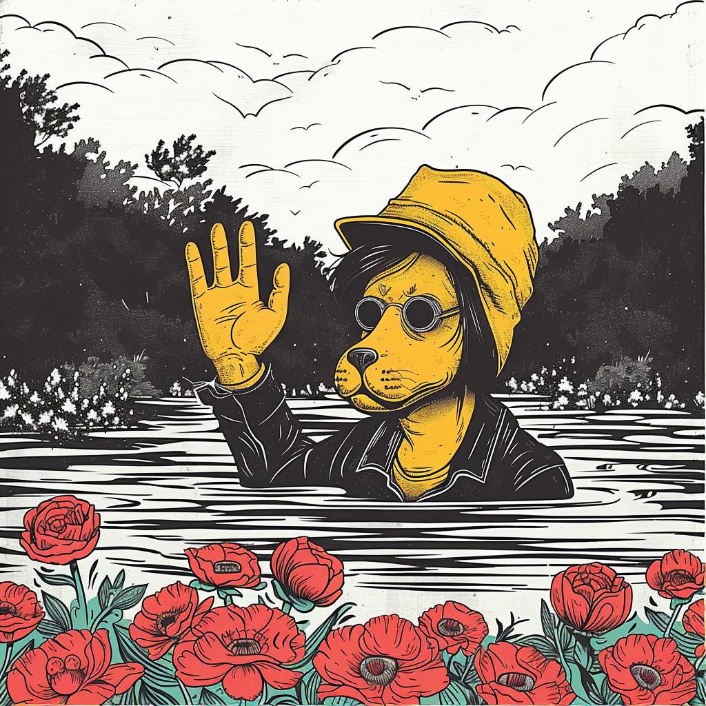 dog  water  flowers  poster  surreal  playful  illustration  art  creative  design 978026