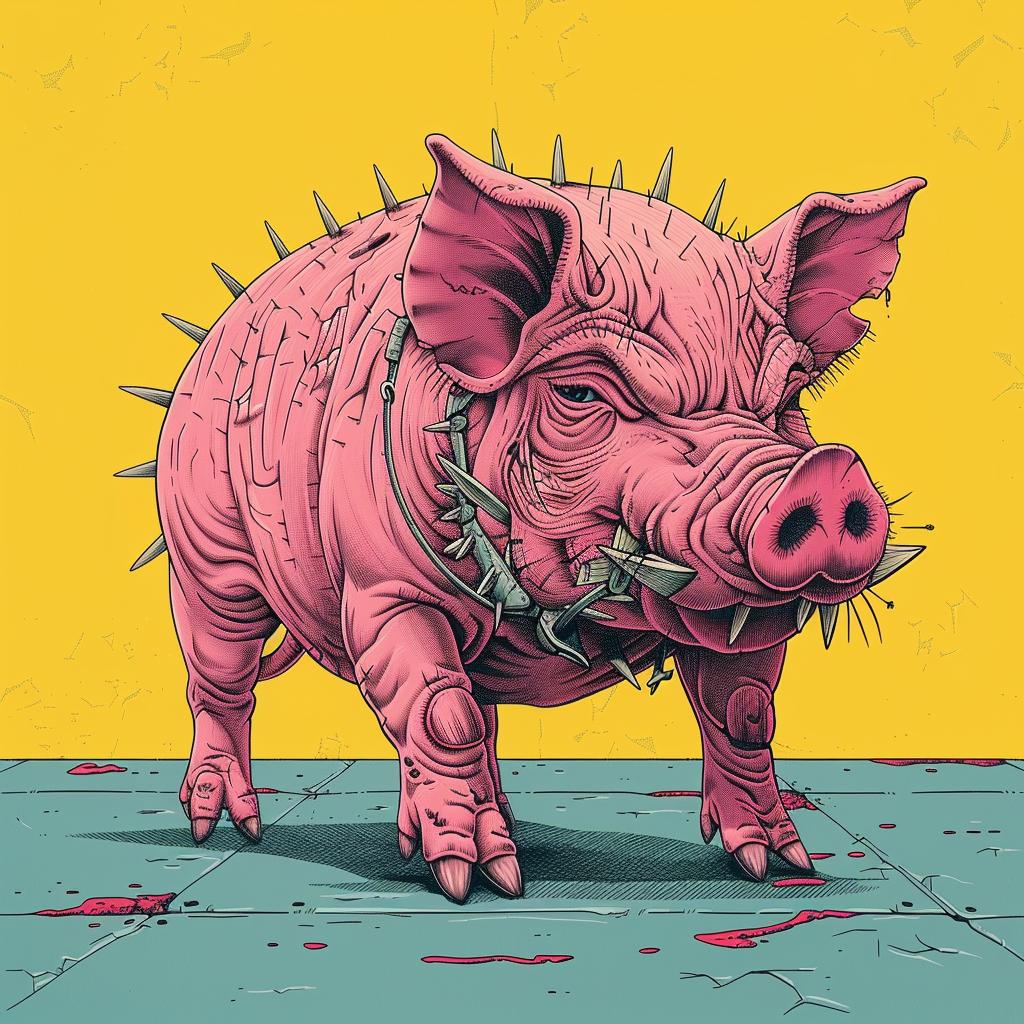 pink  pig  spikes  head  creature  art  style  todd  mcfarlane  design 927911
