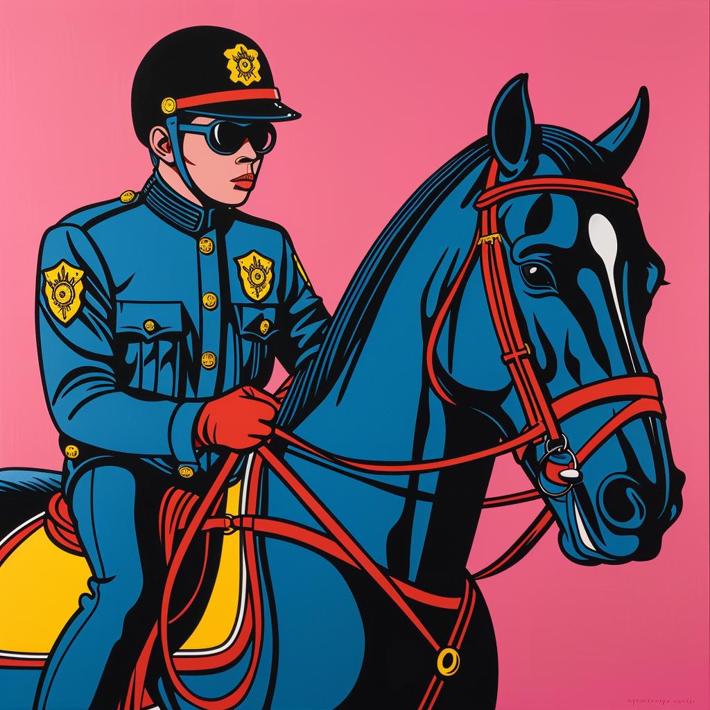 policeman  horse  mounted  art  illustration  traditional  dynamic  heroism  strong  vibrant 1023497