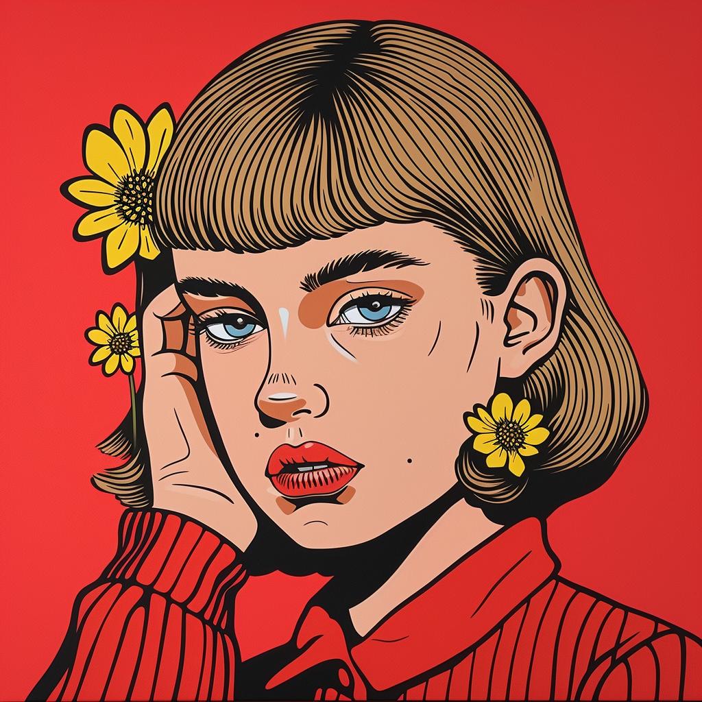 painting  girl  flowers  whimsical  artistic  youthful  colorful  portrait  imaginative  symbolic 1022256