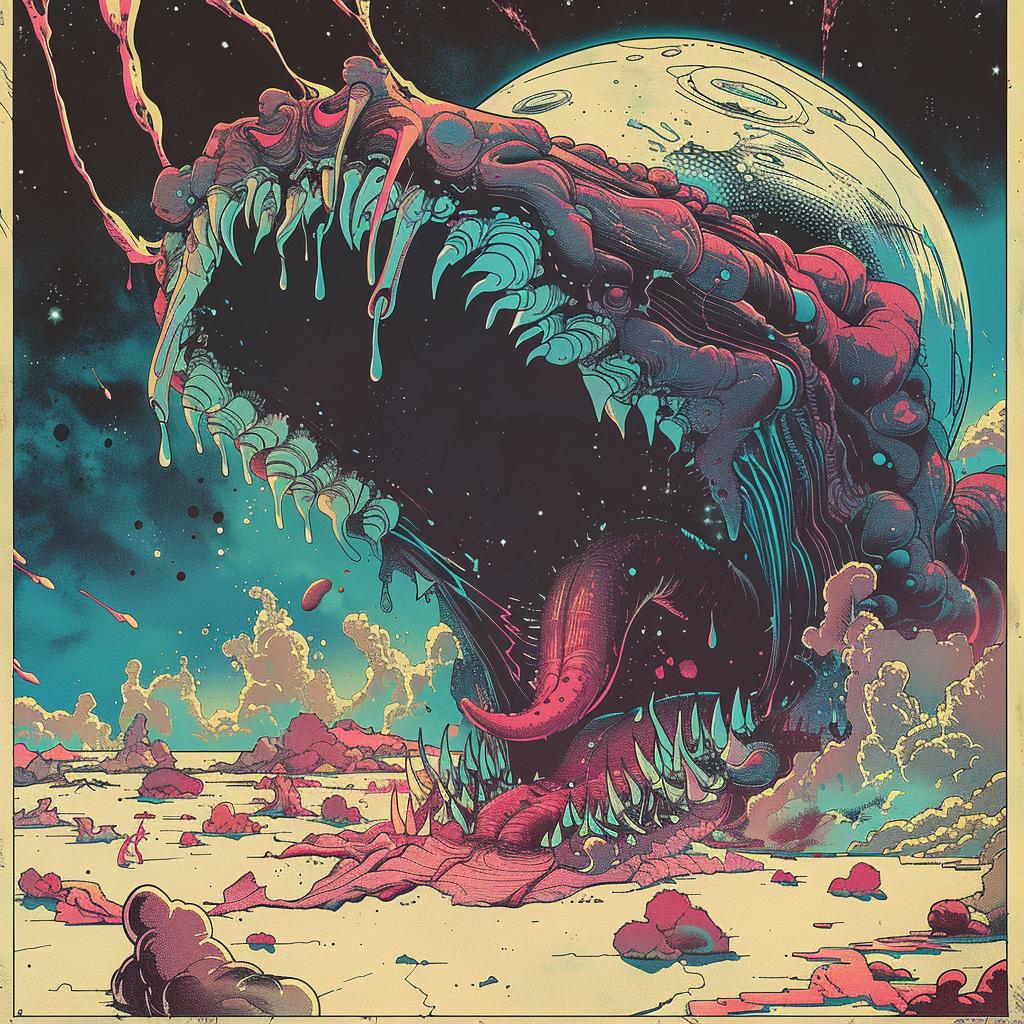 album  cover  Nychos  monster  synthwave  electro  trippy  geometric  blues  teals 960677