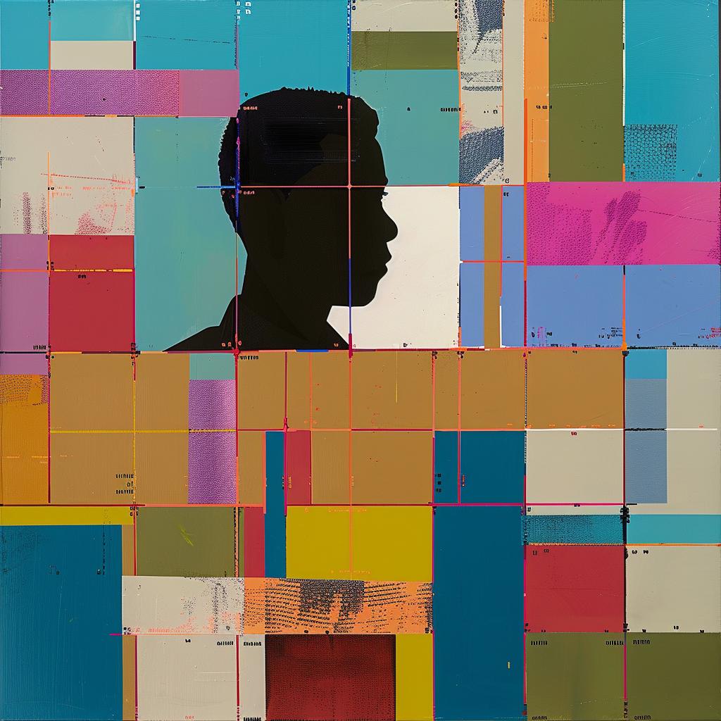 portrait  African-American  man  suit  square  pattern  abstract  colorful  design  art 938456