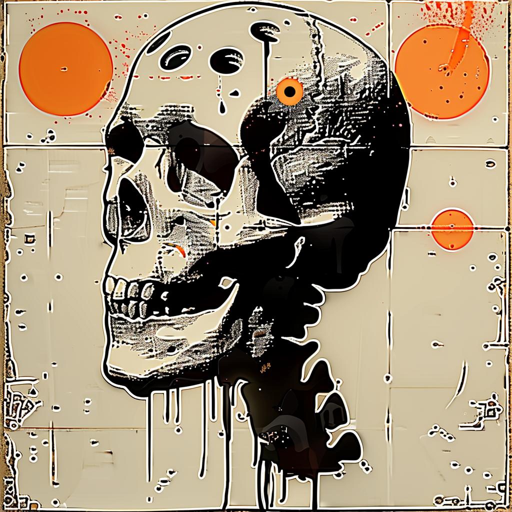 skull  painting  orange  dots  abstract  colorful  contemporary  artwork  graphic  visual 1015361