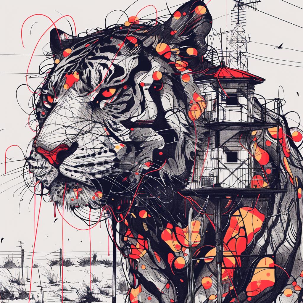 tiger  red  black  paint  surreal  creative  animal  artistic  symbolic  vivid 939421