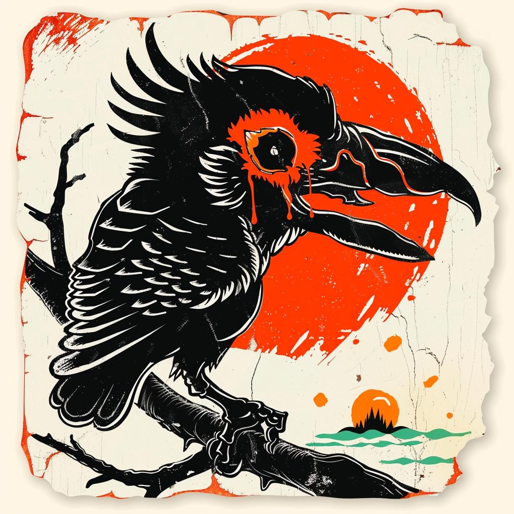 crow  branch  sun  surreal  vintage  illustration  tattoo  logo  flash  nature 927694