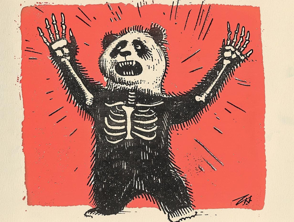 panda  tattoo  skullface  sailorjerry  vintage  1950s  comicbook  illustration  bony  hands 919075