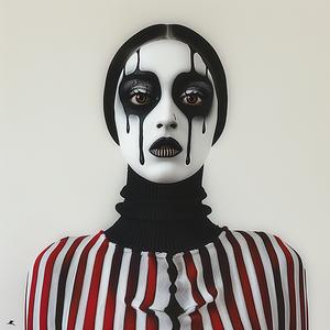 woman  makeup  striped  dress  fashion  blackandwhite  elegance  stylized  vibrant  artistic 1073735