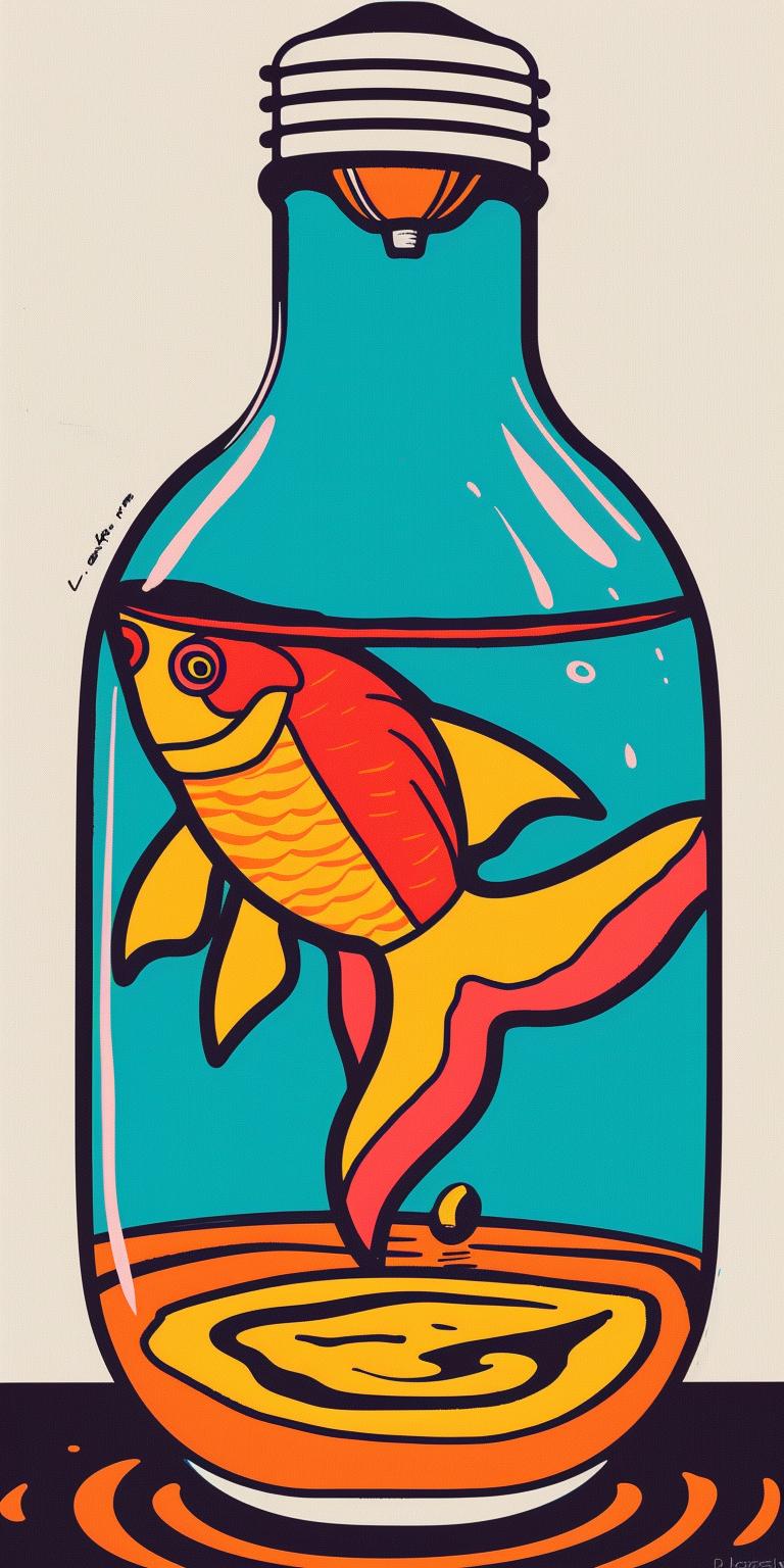 lightbulb  liquid  goldfish  bottle  conceptual  aquatic  drawing  unique  glass  whimsical 940423