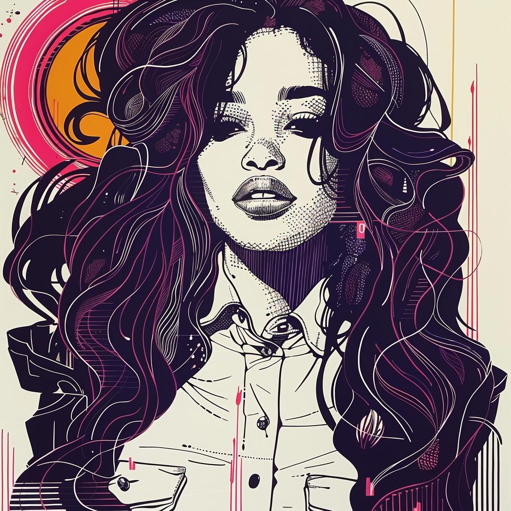 رسم بوب آرت كيري واشنطن، عارضة أزياء أمريكية من أصل أفريقي، ذات شعر طويل، رسم امرأة، فن رقمي 938997