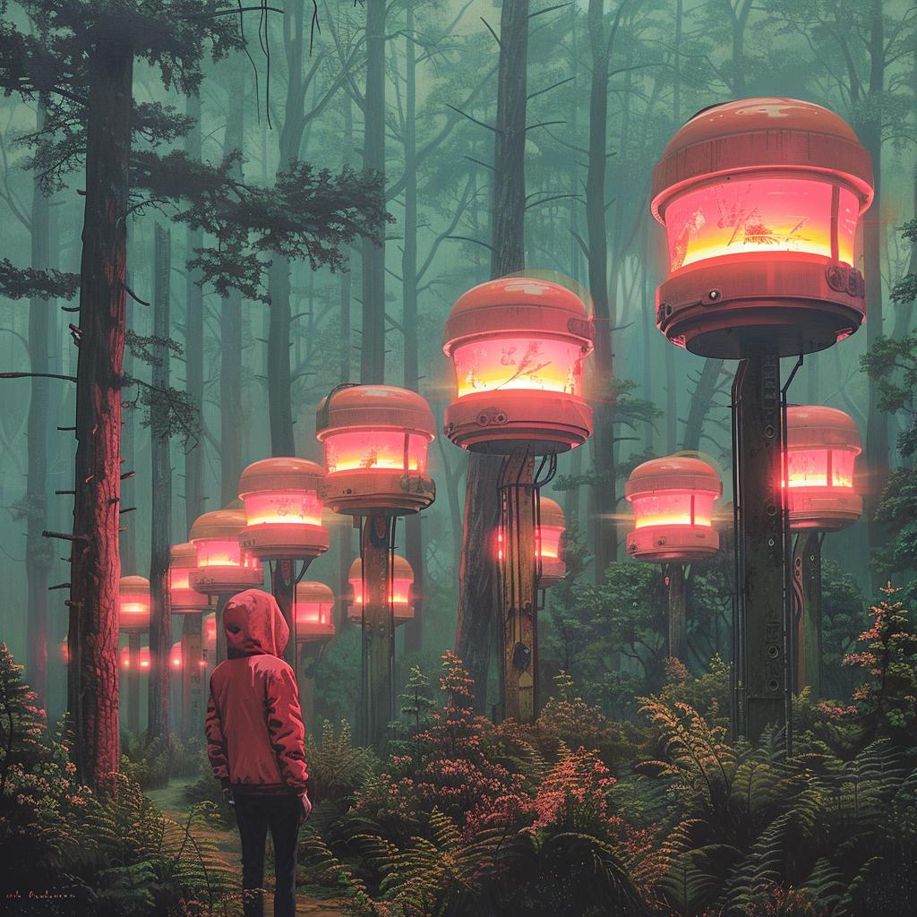 lifestyle  photo  cyborg  forest  surreal  lighting  glow  volumetric  natural  colors 1029384