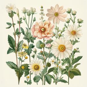 illustration  flowers  plants  botanical  vintage  nature  marguerite  artistic  layered  historical 1040666