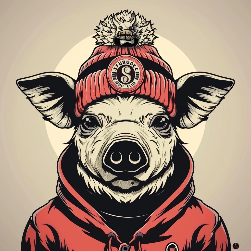 pig  red  jacket  hat  street  culture  aggressive  minimal  urban  illustration 959365