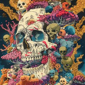 skull  skulls  symbolist  dark  risograph  hyper-realistic  screenprinting  creative  artwork  surreal 1078356