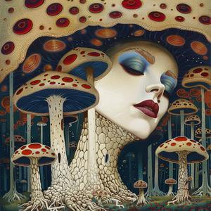 woman  mushrooms  face  covered  illustration  comic  vintage  surreal  pointillism  fusion 1076458
