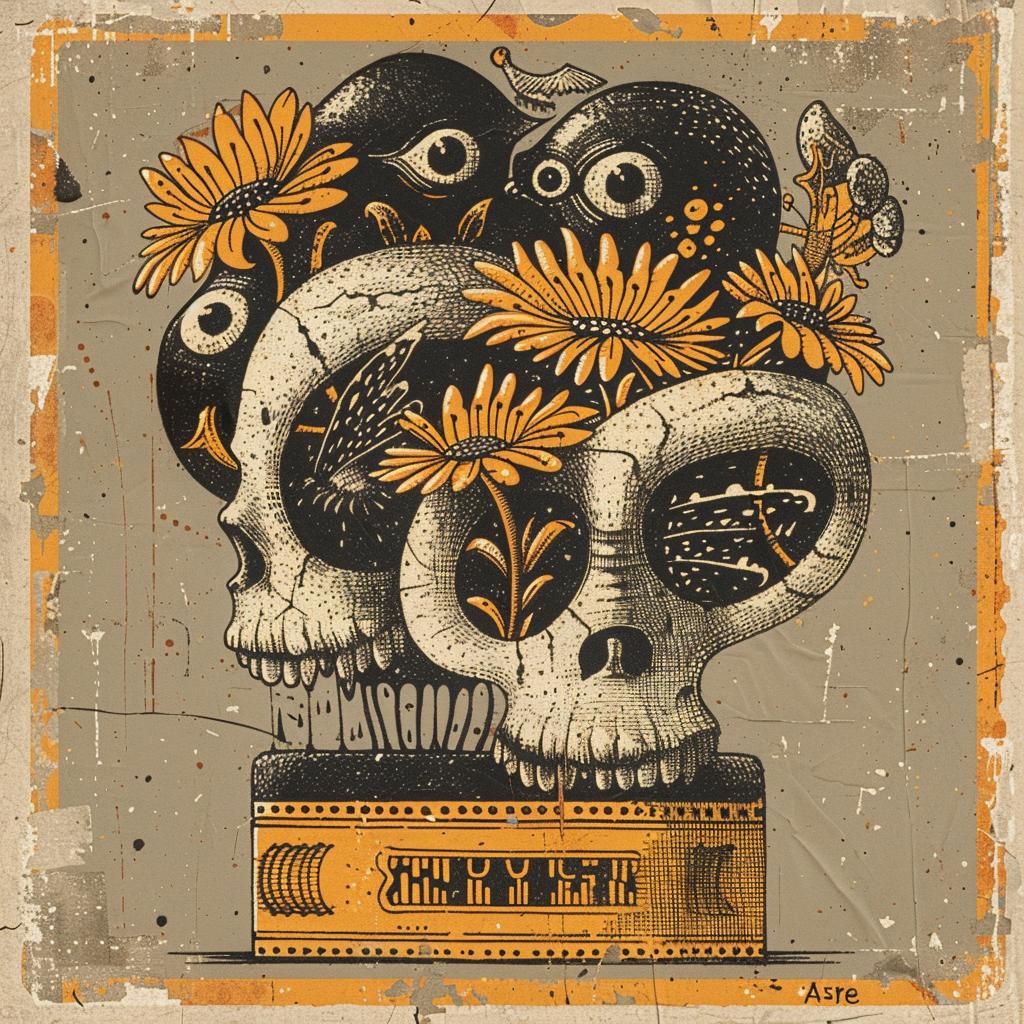 poster  skulls  flowers  dark  naturalistic  art  spiritual  terror  Charles  Thomas 926608