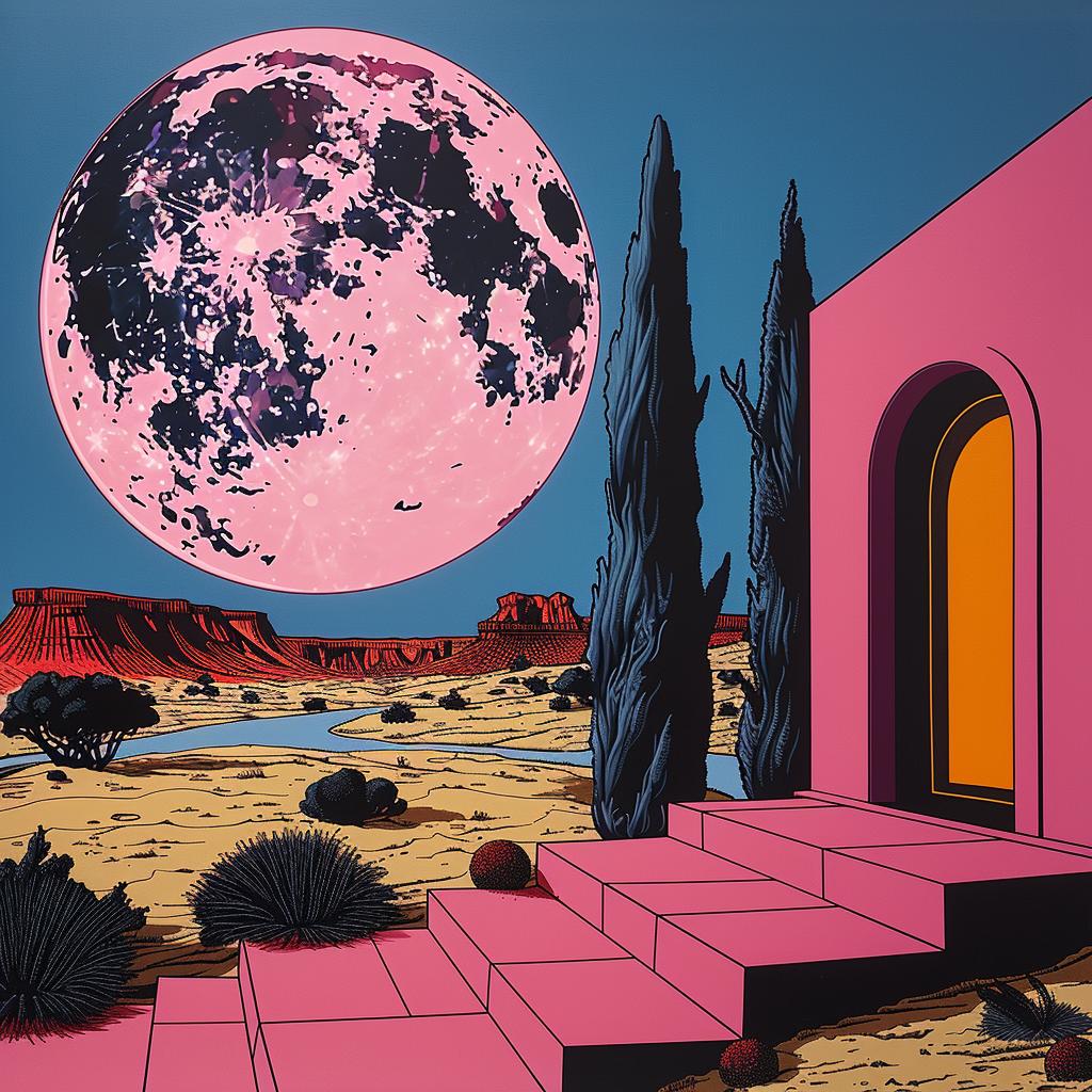 album  cover  synthwave  dark  arts  occult  moon  symbols  house  pink 1025133