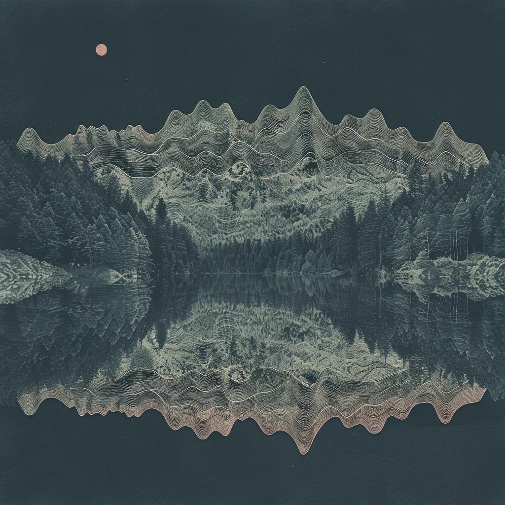 forest  mountains  lake  monoprint  surreal  painting  reflected  water  nature  landscape 1027449
