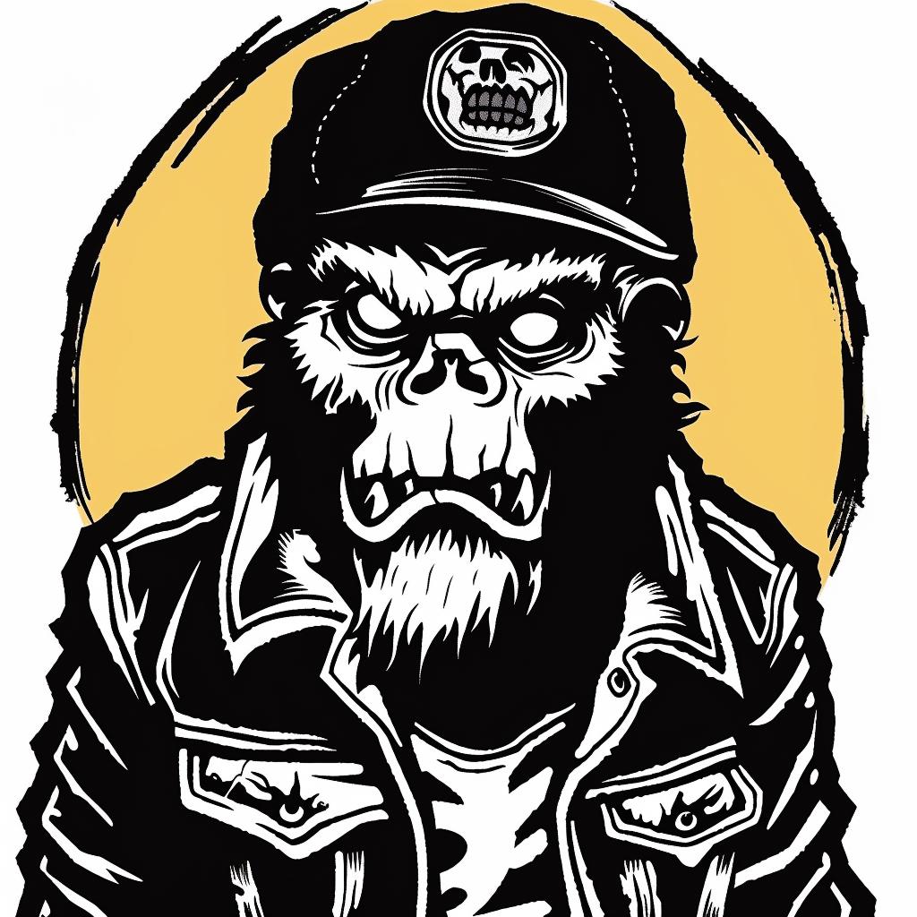 monkey  leather  jacket  cap  casual  animal  graphic  cool  portrait  illustration 1032961