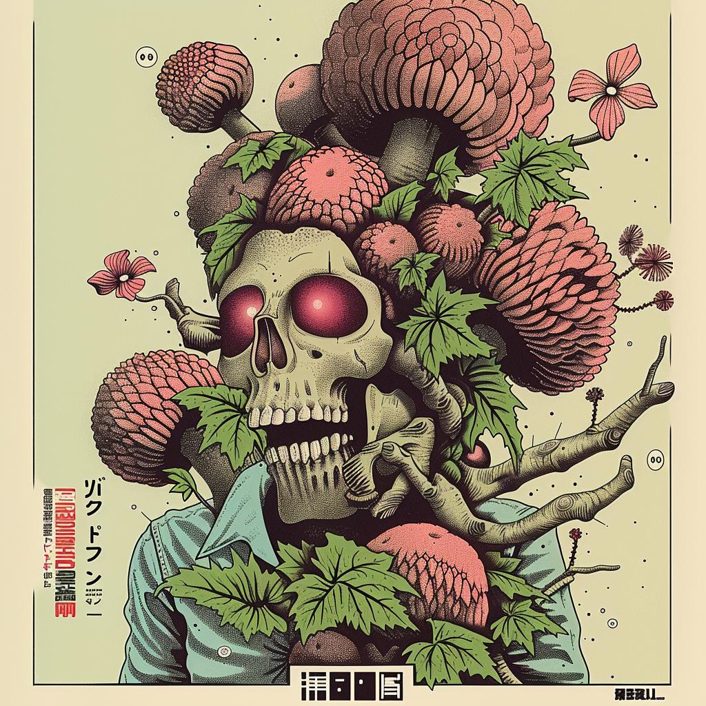 poster  skull  mushrooms  illustration  graphic  art  dark  mood  design  fantasy 947430