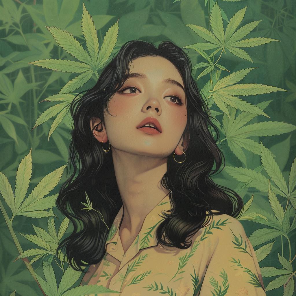 cannabis  woman  leaves  album  cover  art  beautiful  colorful  portrait  stylized 917993