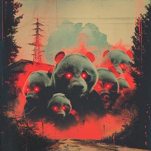 digital  art  gasmasked  pandas  red  eyes  chromolithography  colorful  unique  surreal 1051987