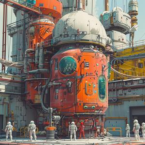 futuristic  factory  cyborg  infrastructure  spacesuits  dystopian  landscape  sci-fi  surreal  art 1074737
