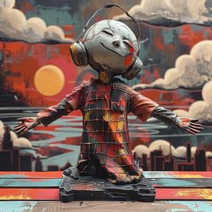 man  headphones  statue  figurine  modern  stylized  ceramic  artwork  abstract  music 1038789