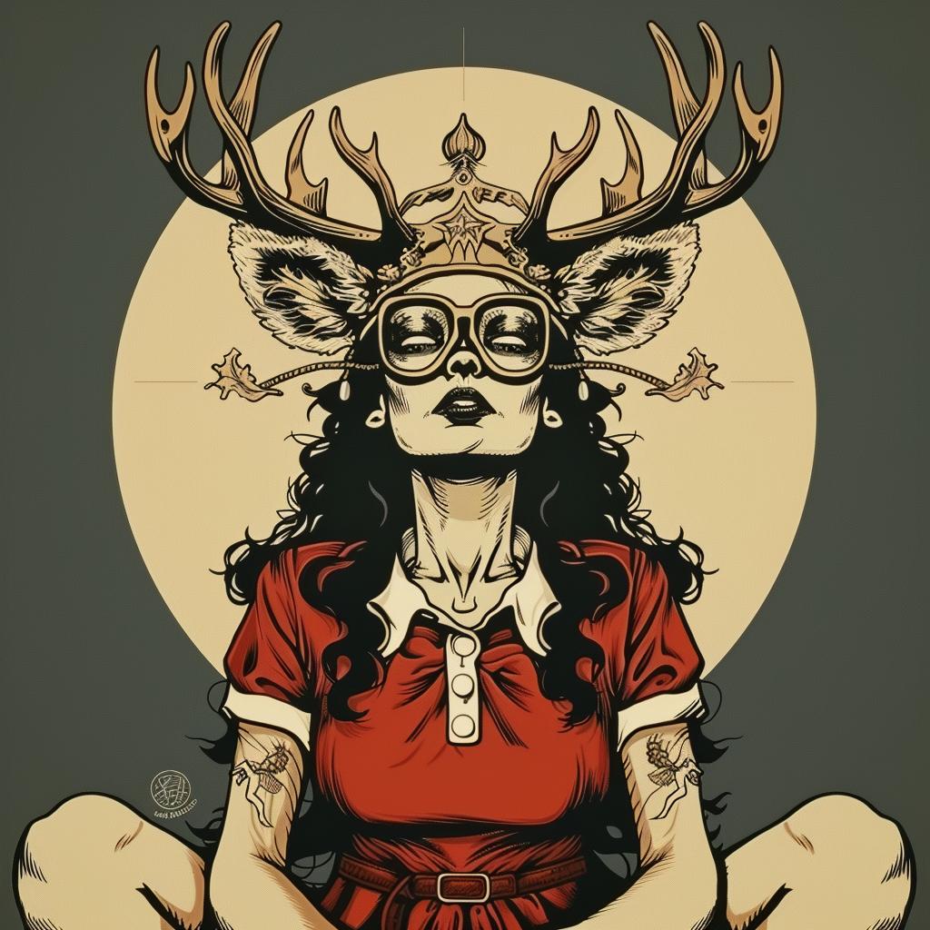 provocative  art  woman  deer  antlers  knees  introspective  spiritual  dark  occult 931653