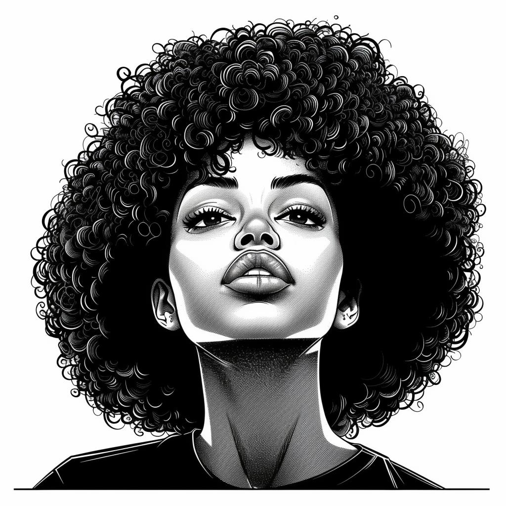 woman  afro  black  white  drawing  detailed  portrait  isolated  art  beauty 939026
