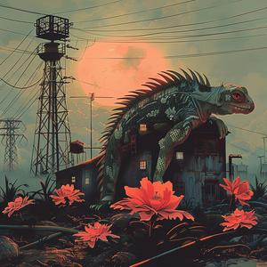 art  print  lizard  building  chromolithography  colorful  urban  illustration  detailed  figurative 1060365
